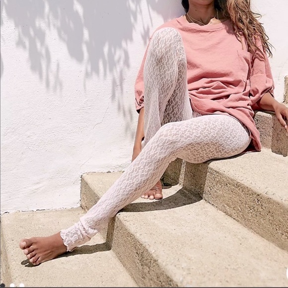 Free People Pants - COPY - NWT FP Intimately Layered in Lace Leggings ivory sheer